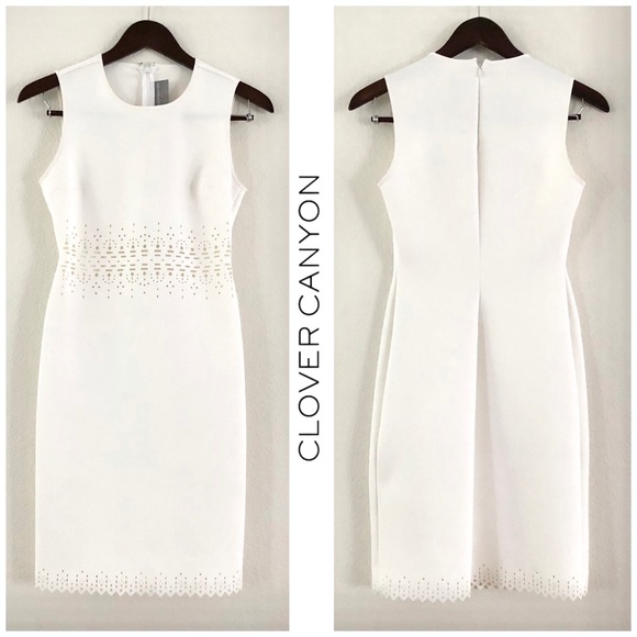 Clover Canyon Neoprene Laser Cut Dress Ivory White - Picture 3 of 8